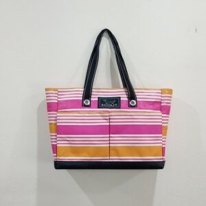 SCOUT Uptown Girl Pocket Tote Shopping Bag Chalk Back Stripe Pattern